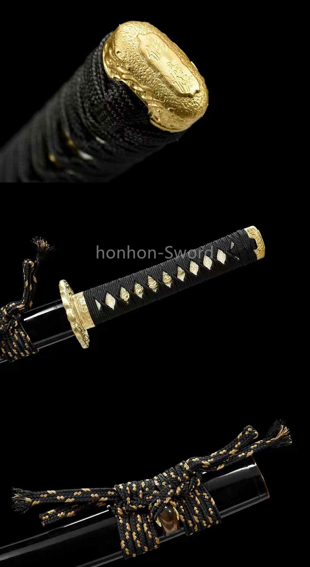 Épée de samouraï japonaise en acier plié noir, katana, lame tranchante faite à la main, noire 