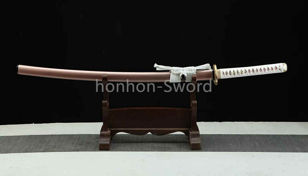 Japanisches Samurai-Schwert Katana aus schwarzem gefaltetem Stahl, Full Tang, handgefertigt, scharfe Klinge, schwarz 