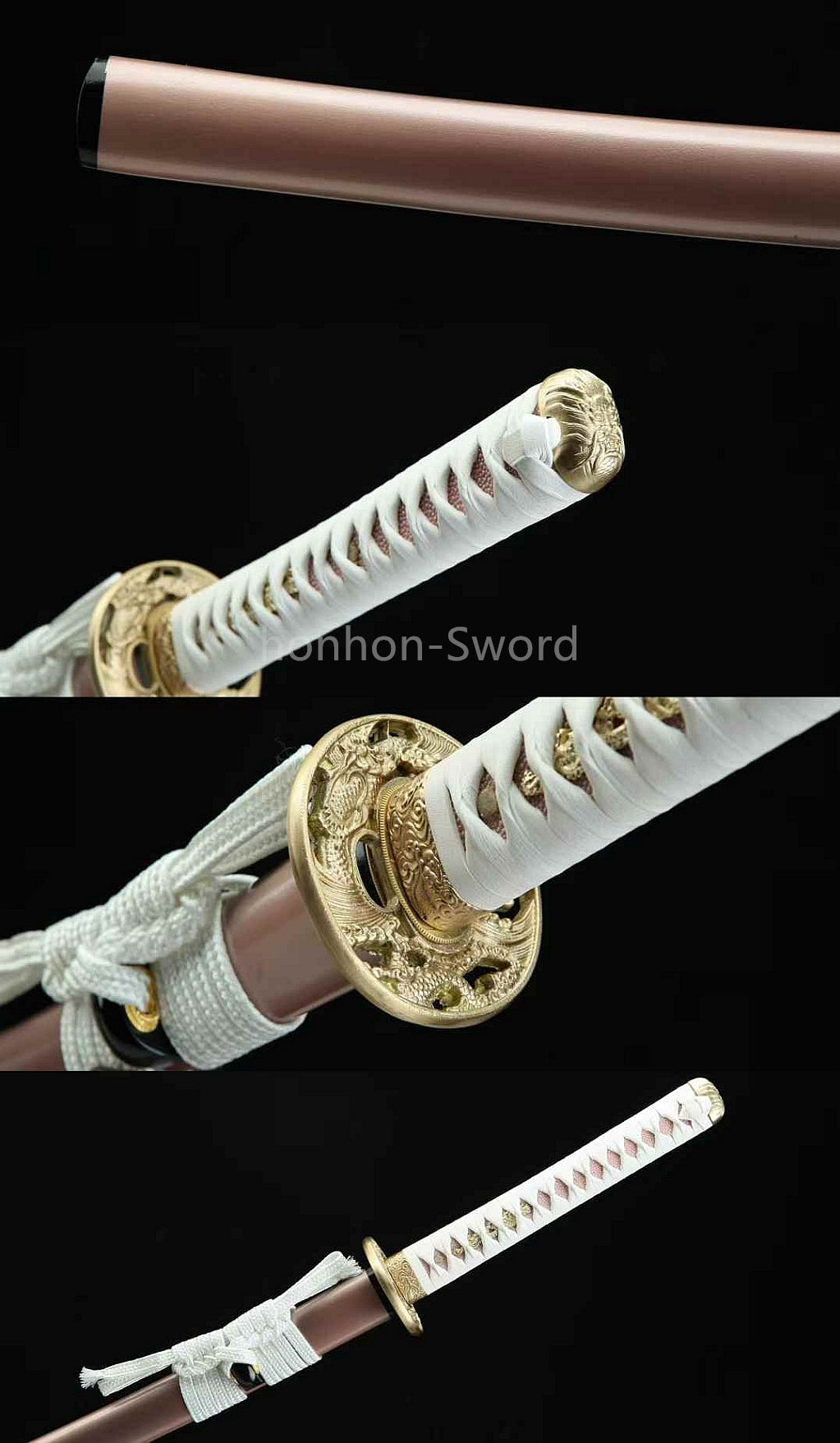 Japanisches Samurai-Schwert Katana aus schwarzem gefaltetem Stahl, Full Tang, handgefertigt, scharfe Klinge, schwarz 