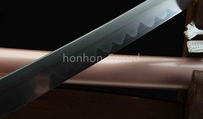 Japanisches Samurai-Schwert Katana aus schwarzem gefaltetem Stahl, Full Tang, handgefertigt, scharfe Klinge, schwarz 