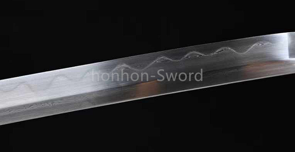Japanisches Samurai-Schwert Katana aus schwarzem gefaltetem Stahl, Full Tang, handgefertigt, scharfe Klinge, schwarz 