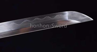 Japanisches Samurai-Schwert Katana aus schwarzem gefaltetem Stahl, Full Tang, handgefertigt, scharfe Klinge, schwarz 