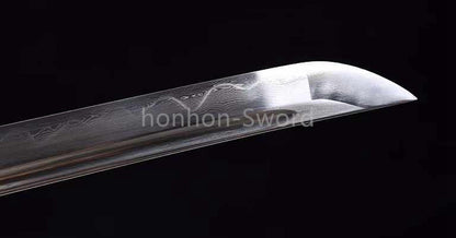 Japanisches Samurai-Schwert Katana aus schwarzem gefaltetem Stahl, Full Tang, handgefertigt, scharfe Klinge, schwarz 