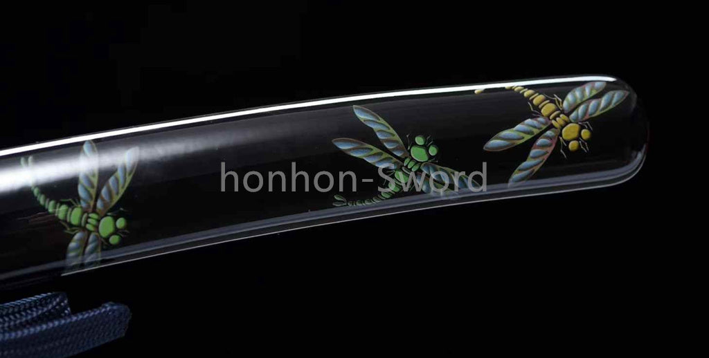 Katana Sword Japanese 12inch Damascus Folded Steel Clay Tempered Gilded Silvered Fittings Real Sword