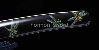 Katana Sword Japanese 12inch Damascus Folded Steel Clay Tempered Gilded Silvered Fittings Real Sword