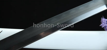Japanisches Samurai-Schwert Katana aus schwarzem gefaltetem Stahl, Full Tang, handgefertigt, scharfe Klinge, schwarz 