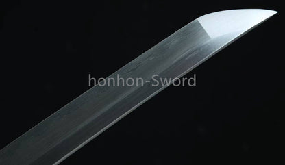 Japanisches Samurai-Schwert Katana aus schwarzem gefaltetem Stahl, Full Tang, handgefertigt, scharfe Klinge, schwarz 