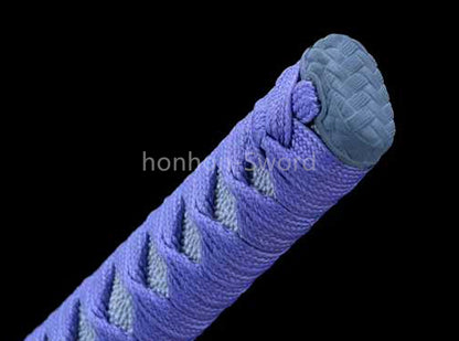 Japanisches Samurai-Schwert Katana aus schwarzem gefaltetem Stahl, Full Tang, handgefertigt, scharfe Klinge, schwarz 