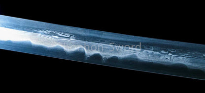 Japanisches Samurai-Schwert Katana aus schwarzem gefaltetem Stahl, Full Tang, handgefertigt, scharfe Klinge, schwarz 