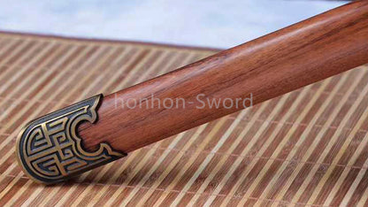 Damascus Folded Steel Clay Tempered Chinese Tang Dynasty Chokuto Dao Rosewood