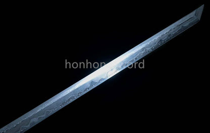 Damascus Folded Steel Clay Tempered Chinese Tang Dynasty Chokuto Dao Rosewood