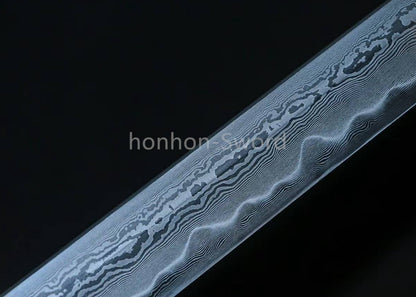 Damascus Folded Steel Clay Tempered Chinese Tang Dynasty Chokuto Dao Rosewood