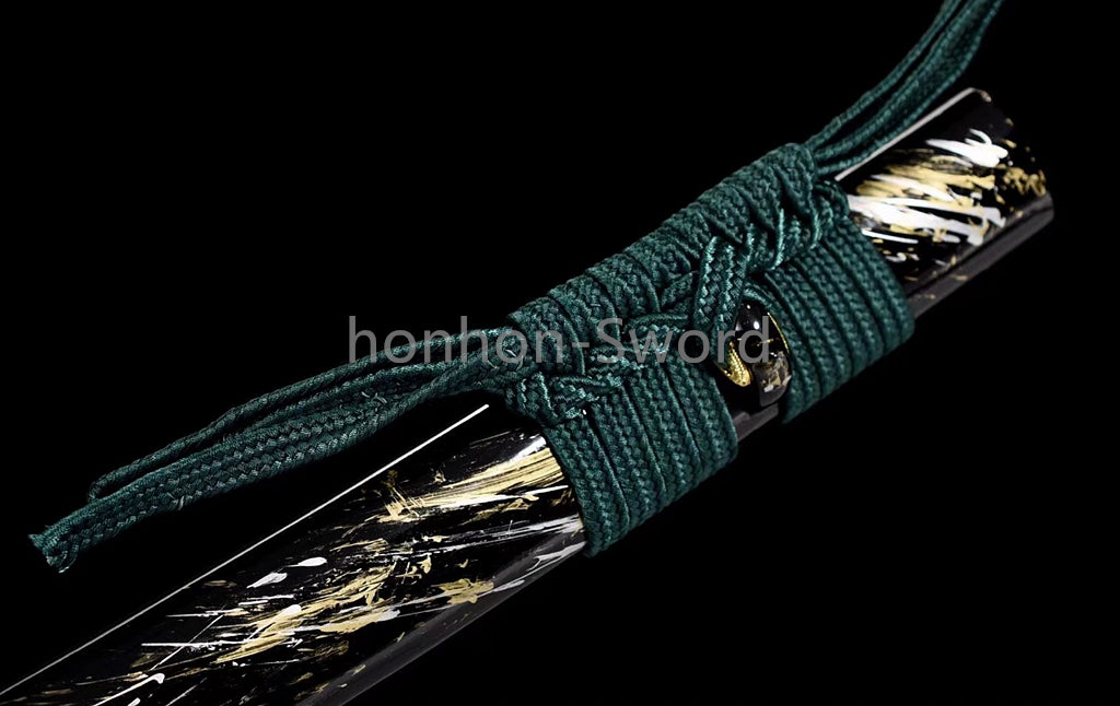 Épée de samouraï japonaise en acier plié noir, katana, lame tranchante faite à la main, noire 