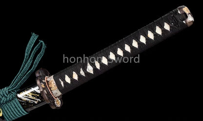 Épée de samouraï japonaise en acier plié noir, katana, lame tranchante faite à la main, noire 