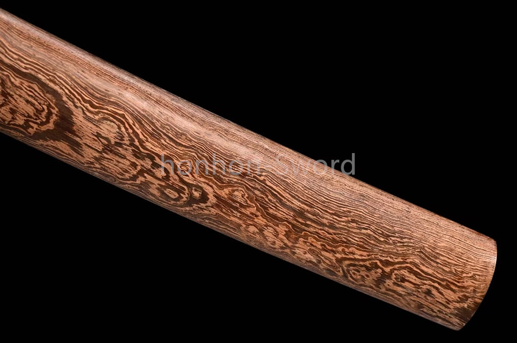 Japanisches Samurai-Schwert Katana aus schwarzem gefaltetem Stahl, Full Tang, handgefertigt, scharfe Klinge, schwarz 