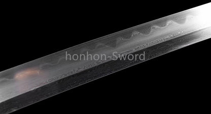 Japanisches Samurai-Schwert Katana aus schwarzem gefaltetem Stahl, Full Tang, handgefertigt, scharfe Klinge, schwarz 