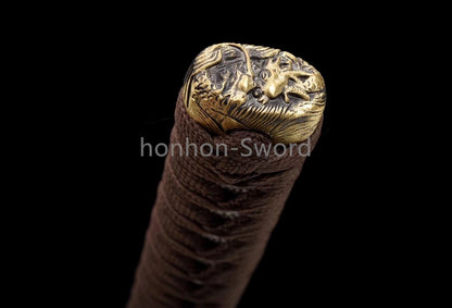 Japanisches Samurai-Schwert Katana aus schwarzem gefaltetem Stahl, Full Tang, handgefertigt, scharfe Klinge, schwarz 