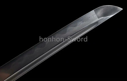 Japanisches Samurai-Schwert Katana aus schwarzem gefaltetem Stahl, Full Tang, handgefertigt, scharfe Klinge, schwarz 