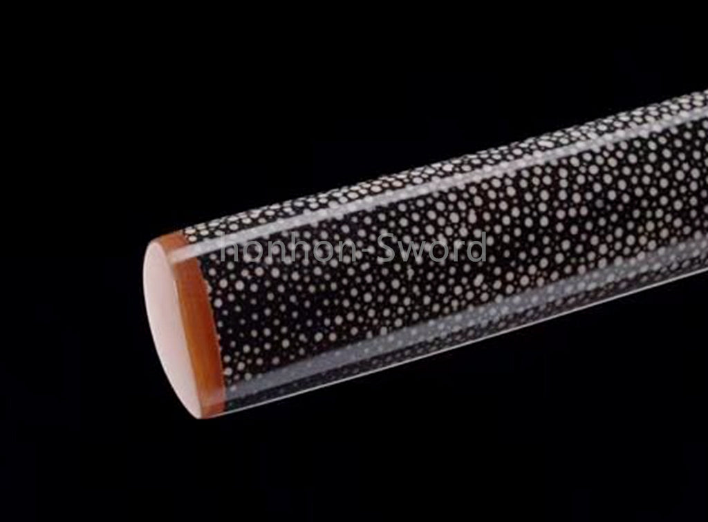 Japanisches Samurai-Schwert Katana aus schwarzem gefaltetem Stahl, Full Tang, handgefertigt, scharfe Klinge, schwarz 