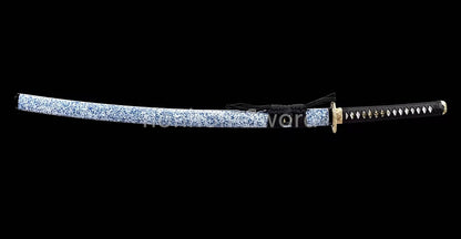 Japanisches Samurai-Schwert Katana aus schwarzem gefaltetem Stahl, Full Tang, handgefertigt, scharfe Klinge, schwarz 