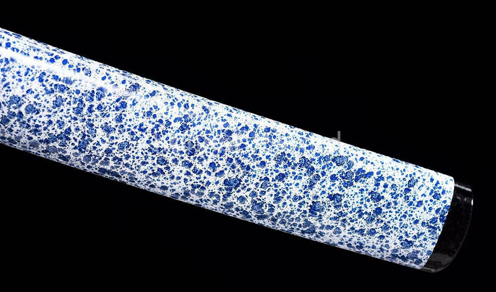 Japanisches Samurai-Schwert Katana aus schwarzem gefaltetem Stahl, Full Tang, handgefertigt, scharfe Klinge, schwarz 