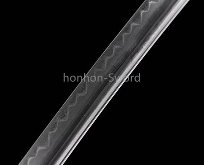 Japanisches Samurai-Schwert Katana aus schwarzem gefaltetem Stahl, Full Tang, handgefertigt, scharfe Klinge, schwarz 