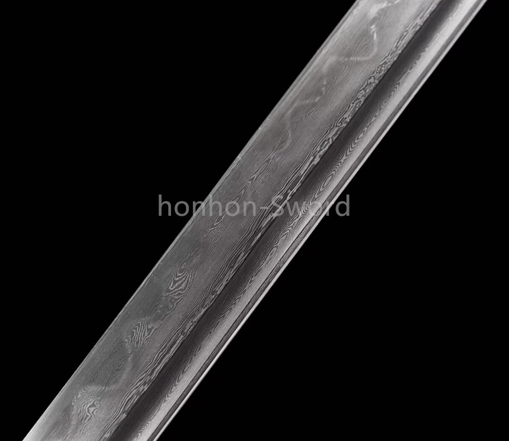 Épée de samouraï japonaise en acier plié noir, katana, lame tranchante faite à la main, noire 