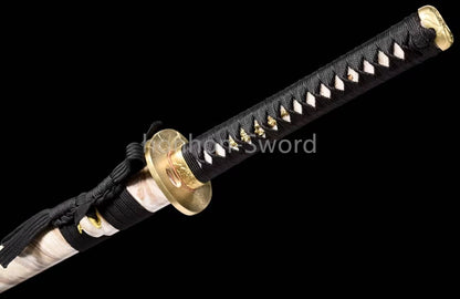 Épée de samouraï japonaise en acier plié noir, katana, lame tranchante faite à la main, noire 