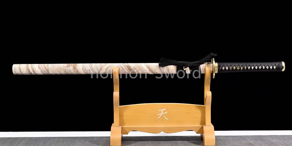 Épée de samouraï japonaise en acier plié noir, katana, lame tranchante faite à la main, noire 