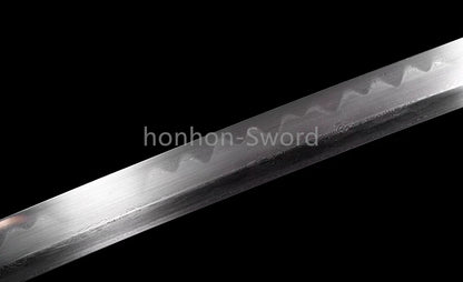 Japanisches Samurai-Schwert Katana aus schwarzem gefaltetem Stahl, Full Tang, handgefertigt, scharfe Klinge, schwarz 