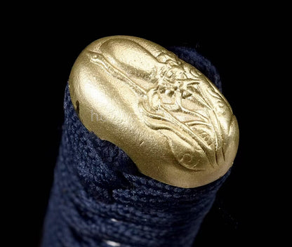 Japanisches Samurai-Schwert Katana aus schwarzem gefaltetem Stahl, Full Tang, handgefertigt, scharfe Klinge, schwarz 