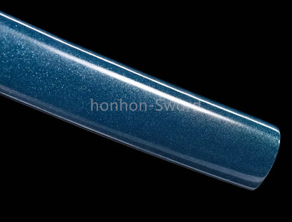 Japanisches Samurai-Schwert Katana aus schwarzem gefaltetem Stahl, Full Tang, handgefertigt, scharfe Klinge, schwarz 