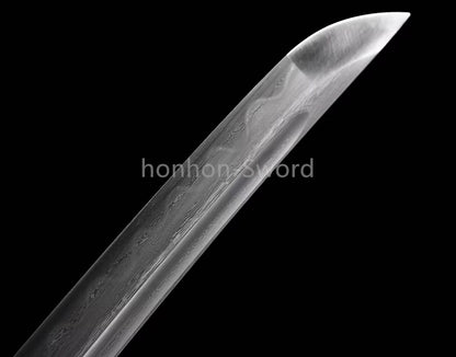 Japanisches Samurai-Schwert Katana aus schwarzem gefaltetem Stahl, Full Tang, handgefertigt, scharfe Klinge, schwarz 