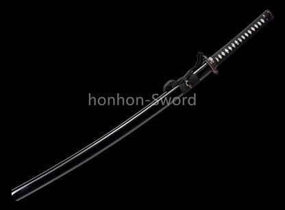 Épée de samouraï japonaise en acier plié noir, katana, lame tranchante faite à la main, noire 