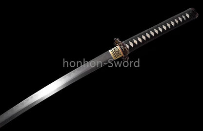 Épée de samouraï japonaise en acier plié noir, katana, lame tranchante faite à la main, noire 