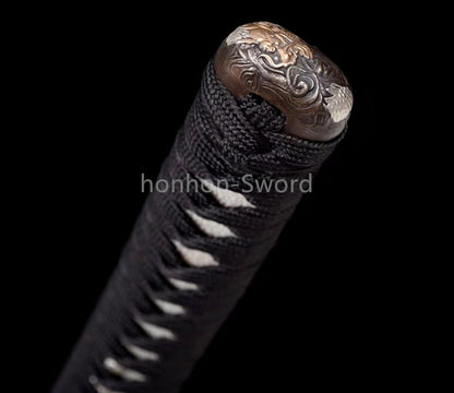 Épée de samouraï japonaise en acier plié noir, katana, lame tranchante faite à la main, noire 