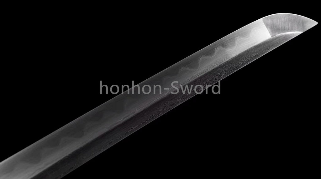 Damascus Folded Steel Clay Tempered Japanese Katana Samurai Sword Full Tang Real