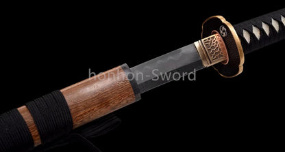 Damascus Folded Steel Clay Tempered Japanese Katana Samurai Sword Full Tang Real