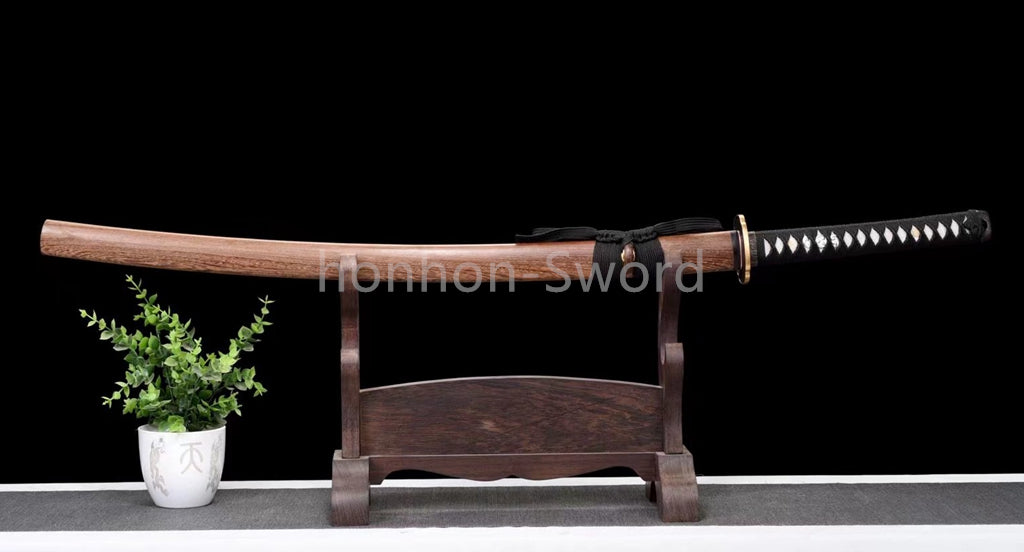 Damascus Folded Steel Clay Tempered Japanese Katana Samurai Sword Full Tang Real