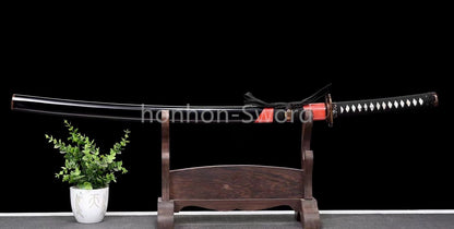 Damascus Folded Steel Clay Tempered Japanese Katana Rayskin Sheath Samurai Sword