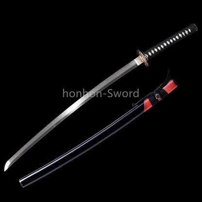 Damascus Folded Steel Clay Tempered Japanese Katana Rayskin Sheath Samurai Sword