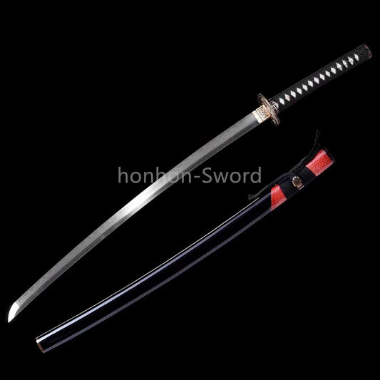 Damascus Folded Steel Clay Tempered Japanese Katana Rayskin Sheath Samurai Sword