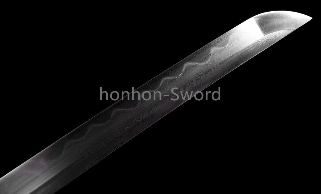 Damascus Folded Steel Clay Tempered Japanese Katana Rayskin Sheath Samurai Sword