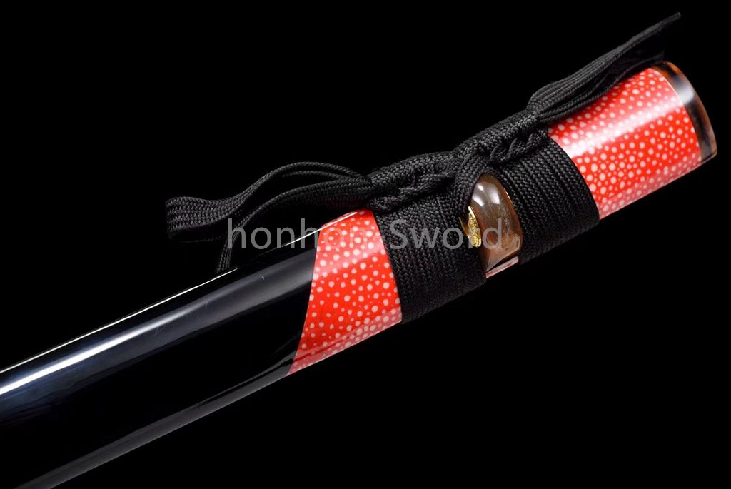 Damascus Folded Steel Clay Tempered Japanese Katana Rayskin Sheath Samurai Sword