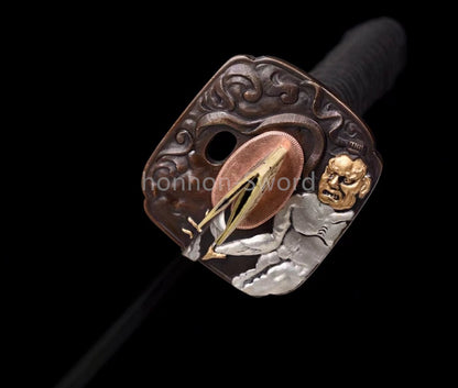 Damascus Folded Steel Clay Tempered Japanese Katana Rayskin Sheath Samurai Sword