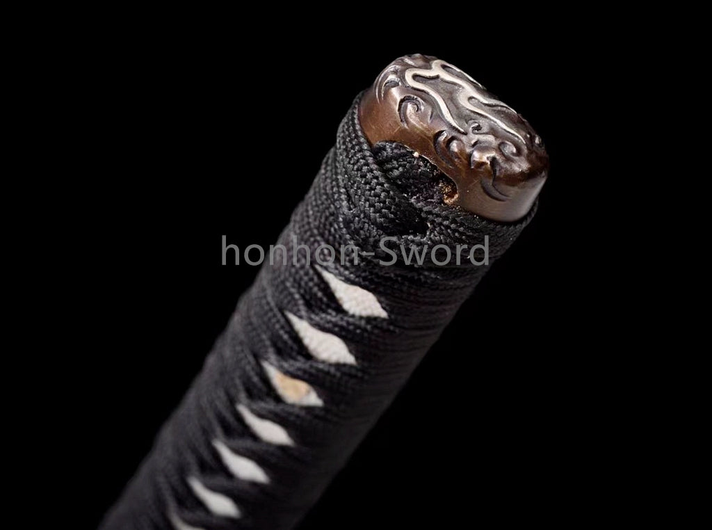 Damascus Folded Steel Clay Tempered Japanese Katana Rayskin Sheath Samurai Sword