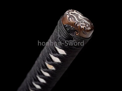 Damascus Folded Steel Clay Tempered Japanese Katana Rayskin Sheath Samurai Sword