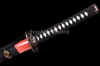 Damascus Folded Steel Clay Tempered Japanese Katana Rayskin Sheath Samurai Sword
