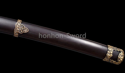 Damascus Folded Steel Clay Tempered Japanese Tachi Samurai Sword Full Tang Real