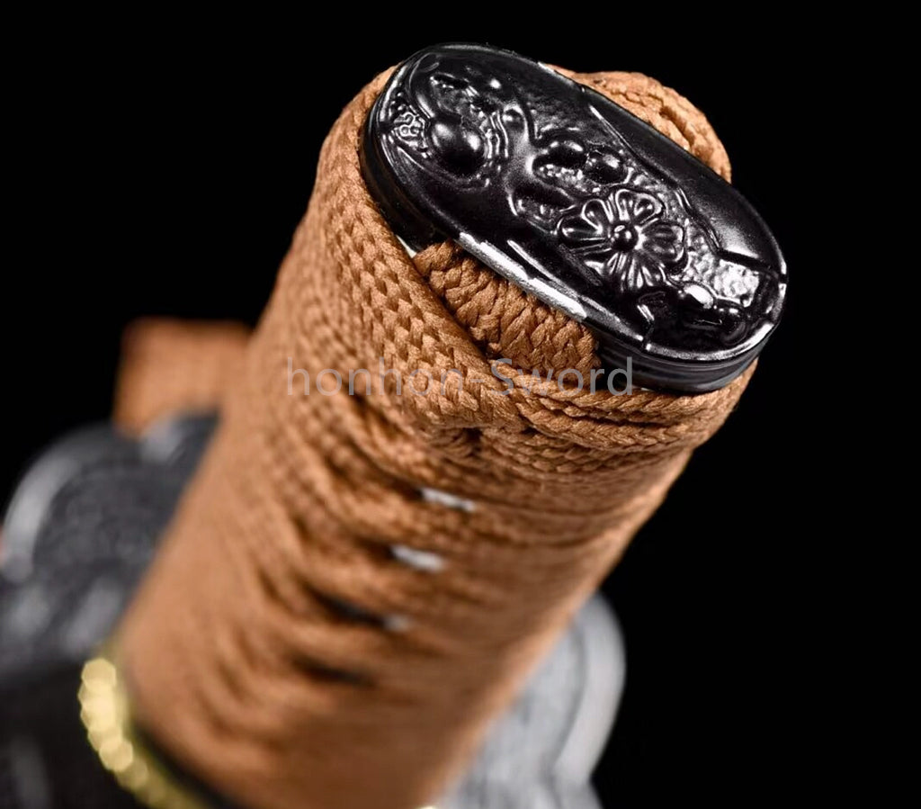 Damascus Folded Steel Clay Tempered Japanese Tanto Samurai Sword Full Tang Real